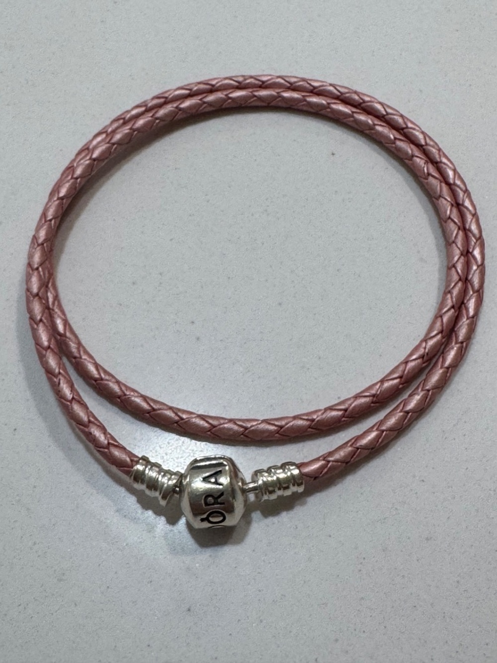 Authentic PANDORA DOUBLE LEATHER BRACELET 16" Light PINK Pre-owned - Picture 6 of 8